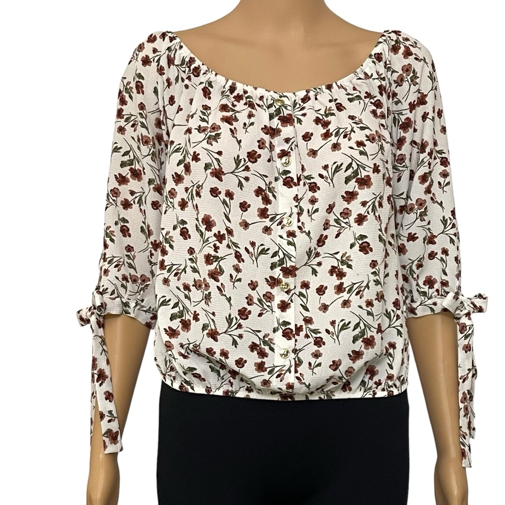 papermoon top woman medium 3/4 Sleeve Floral Blouse
